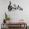 26 Inch Handmade Metal Wall Mount Accent Decor with Musical Notes and Treble Clef, Black, Red