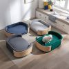 Scandinavian style Elevated Dog Bed Pet Sofa With Solid Wood legs and Bent Wood Back, Velvet Cushion,Large Size