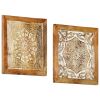 Hand-Carved Wall Panels 2 pcs Solid Mango Wood 15.7"x15.7"x0.6"