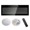 50 inch recessed ultra thin tempered glass front wall mounted electric fireplace with remote and multi color flame & emberbed, LED light heater