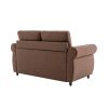 57.5" Orisfur Pull Out Sofa Bed Loveseat Sleeper with Twin Size Memory Mattress for Living Room Spaces, Brown