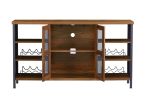 JHX Industrial Wine Bar Cabinet, Liquor Storage Credenza, Sideboard with Wine Racks & Stemware Holder (Hazelnut Brown, 55.12''w x 13.78''d x 30.31' '