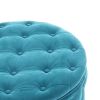 29.5"Wide Classic Button Tufted Velvet Round Ottoman With Storage Living Room Footrest