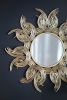 38" Sunburst Metal Decorative Mirror with Gold Finish, Boho Wall Decor Sun Mirror for Living Room Bathroom Enterway