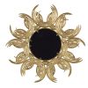 38" Sunburst Metal Decorative Mirror with Gold Finish, Boho Wall Decor Sun Mirror for Living Room Bathroom Enterway