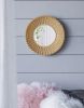 14" Gold Beaded Sunburst Mirror, Round Accent Wall Mirror for Living Room, Entryway, Bathroom, Office, Foyer