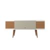 Manhattan Comfort Utopia 53.14" TV Stand with Splayed Wooden Legs and 4 Shelves in White Gloss and Maple Cream