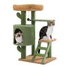 Unique Cactus Cat Tree Cat Tower with Sisal Covered Scratching Post, Cozy Condo, Plush Perches, Hanging Toy and Climbing Ladder