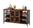 JHX Industrial Wine Bar Cabinet, Liquor Storage Credenza, Sideboard with Wine Racks & Stemware Holder (Hazelnut Brown, 55.12''w x 13.78''d x 30.31' '