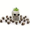 20pcs Mini Skulls, Small Skeleton Head Flowerpot Decor Realistic Skull Crafts Halloween Garden Decoration Bonsai Courtyard Ornaments