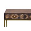 51 Inch 3 Drawer Mango Wood Console Table, Diamond Textured Panels, Metal Frame, Brown