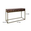 51 Inch 3 Drawer Mango Wood Console Table, Diamond Textured Panels, Metal Frame, Brown