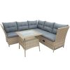 Outdoor Patio 4-Piece All Weather PE Wicker Rattan Sofa Set with Adjustable Backs for Backyard;  Poolside;  Gray