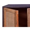 42 Inch Mango Wood Armoire Storage Cabinet, 2 Cane Rattan Woven Doors, 1 Drawer, Brown, Black