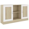 Sideboard White and Sonoma Oak 47.2"x12"x27.6" Engineered Wood