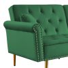 Modern Velvet Upholstered Reversible Sectional Sofa Bed , L-Shaped Couch with Movable Ottoman and Nailhead Trim For Living Room. (Green)