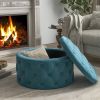 29.5"Wide Classic Button Tufted Velvet Round Ottoman With Storage Living Room Footrest