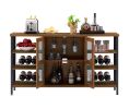 JHX Industrial Wine Bar Cabinet, Liquor Storage Credenza, Sideboard with Wine Racks & Stemware Holder (Hazelnut Brown, 55.12''w x 13.78''d x 30.31' '