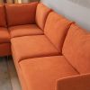 Modular L-shaped Corner sofa;  Left Hand Facing Sectional Couch ; Orange Cotton Linen-90.9''