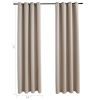 Blackout Curtains with Rings 2 pcs Beige 54"x63" Fabric