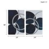 Celestial Orbit Navy Silver Foil Abstract 2-piece Canvas Wall Art Set