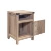 Farmhouse Nightstand, Rustic Oak End Table Side Table Side Cabinet,Bed Side Table with Barn Door and Open Shelf for Bedroom, Living Room,Rustic Oak