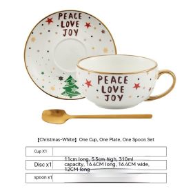 Ins Christmas Ceramic Cup Dish (Option: Cup And Saucer Christmas White)