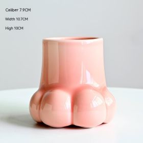 Creative Ceramic Vase Cute Solid Color Cat's Paw (Color: pink)