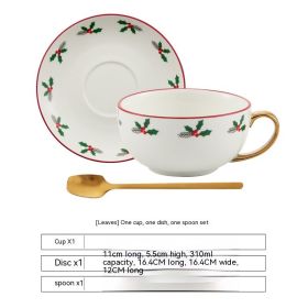 Ins Christmas Ceramic Cup Dish (Option: Cup And Saucer Leaves)