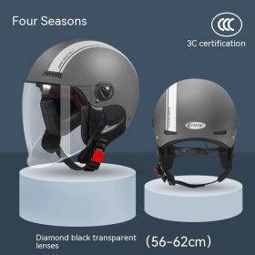 Men's And Women's Retro Winter Warm Full-face Helmets (Option: Grey-Clear Lenses)