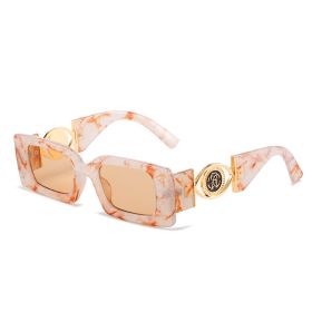 Women's Fashionable Metal Square Glasses (Option: Porcelain frame tea)