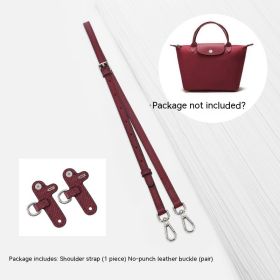 Short Handle Perforated Shoulder Strap (Option: Red-No punch package-Adjustable 94to114cm)