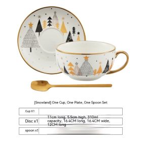 Ins Christmas Ceramic Cup Dish (Option: Cup And Saucer Snow)