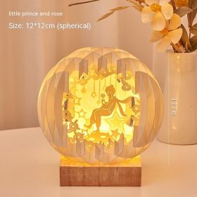 Paper Carving Creative Three-dimensional Small Night Lamp Creative (Option: Little Prince And Rose 12cm-USB)