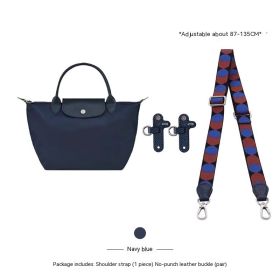 Short Handle Perforated Shoulder Strap (Option: Dark blue-Canvas strap set-Adjustable 87to135cm)