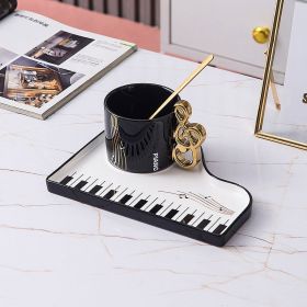 Piano Black And White Key Ceramic Coffee Set (Option: Black Piano Coffee Set-200ml)