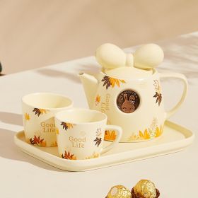 Teapot Cute Heat Resistant Filter Cold Water (Option: Beige Two Cups)