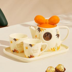 Teapot Cute Heat Resistant Filter Cold Water (Option: Orange Two Cups)