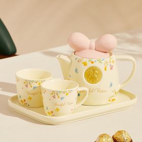 Teapot Cute Heat Resistant Filter Cold Water (Option: Pink Two Cups)