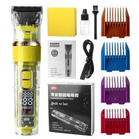 Model Electric Pet Hair Cutter Hair Clipper LCD Digital Display Ceramic Blade (Option: Yellow-USB)