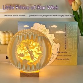 Paper Carving Creative Three-dimensional Small Night Lamp Creative (Option: Star Wish Little Prince 18cm-USB)