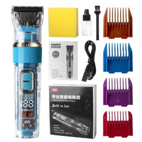 Model Electric Pet Hair Cutter Hair Clipper LCD Digital Display Ceramic Blade (Option: Blue-USB)