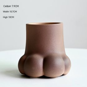 Creative Ceramic Vase Cute Solid Color Cat's Paw (Color: Brown)