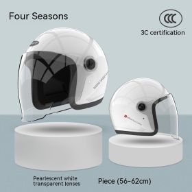 Men's And Women's Retro Winter Warm Full-face Helmets (Option: White-Antifog Lenses)