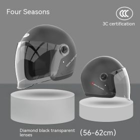 Men's And Women's Retro Winter Warm Full-face Helmets (Option: Grey-Antifog Lenses)