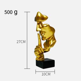 Creative Home Decoration European Resin Crafts Silence Is Gold Abstract Sculpture Decoration Living Room Office Desktop Decoration (Color: gold)