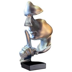 Creative Home Decoration European Resin Crafts Silence Is Gold Abstract Sculpture Decoration Living Room Office Desktop Decoration (Color: sliver)