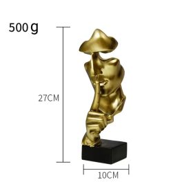 Creative Home Decoration European Resin Crafts Silence Is Gold Abstract Sculpture Decoration Living Room Office Desktop Decoration (Color: bronze)