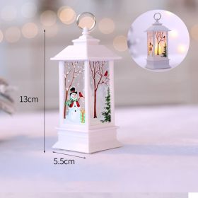 1pc Christmas Lantern Decoration; Vintage Style Hanging Electric Candle Oil Lamp; Christmas Ornaments For Tables & Desks; Holiday Home Decor (Color: White Snowman Small Flame Lamp)