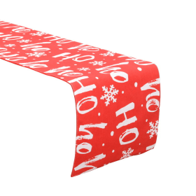 Holiday Party Christmas Table Flag Double Printing Snowman Table Mat (Color: Color C, size: 180x33cm)